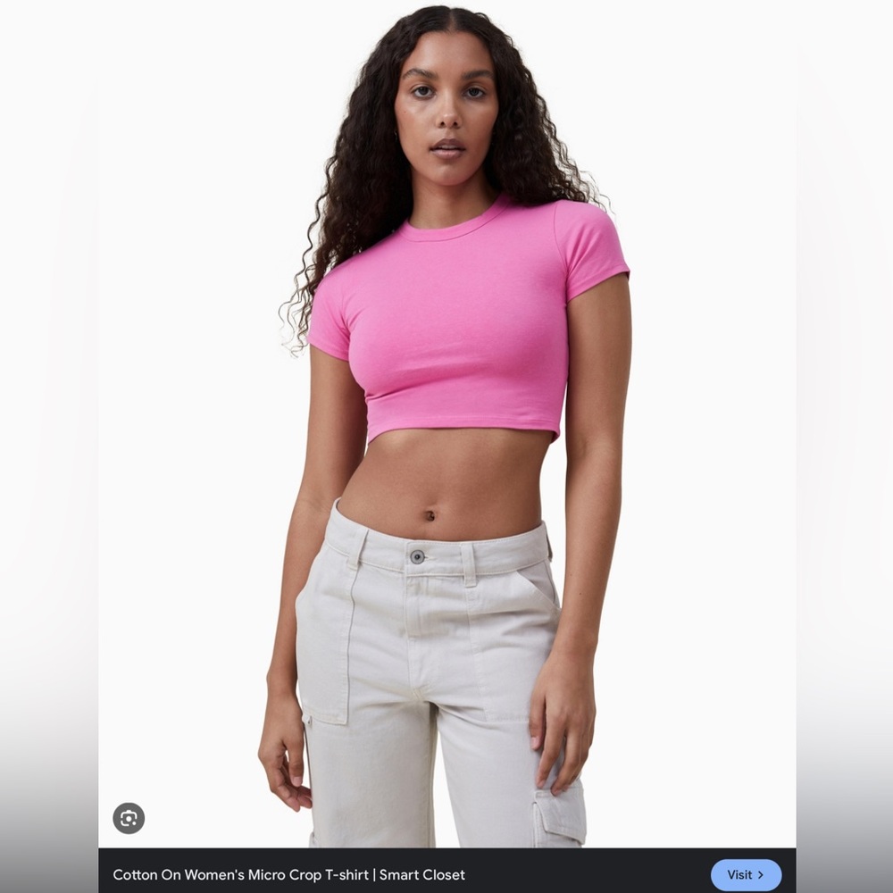 Cotton On Micro Crop Tee Pink
